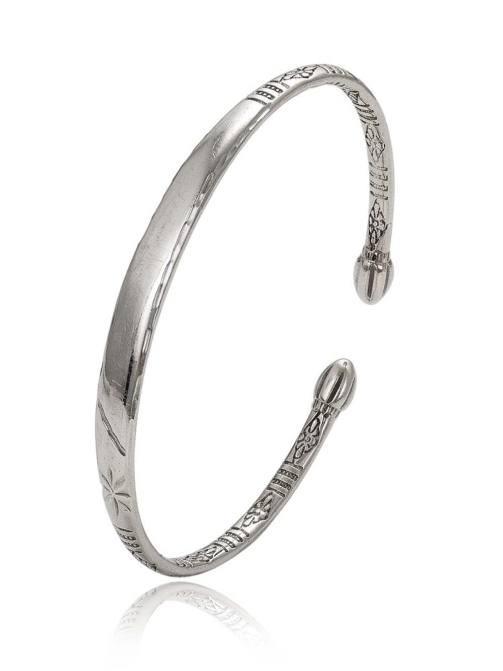 Silver Tone Indian Bangle Bracelet Platinum Plated